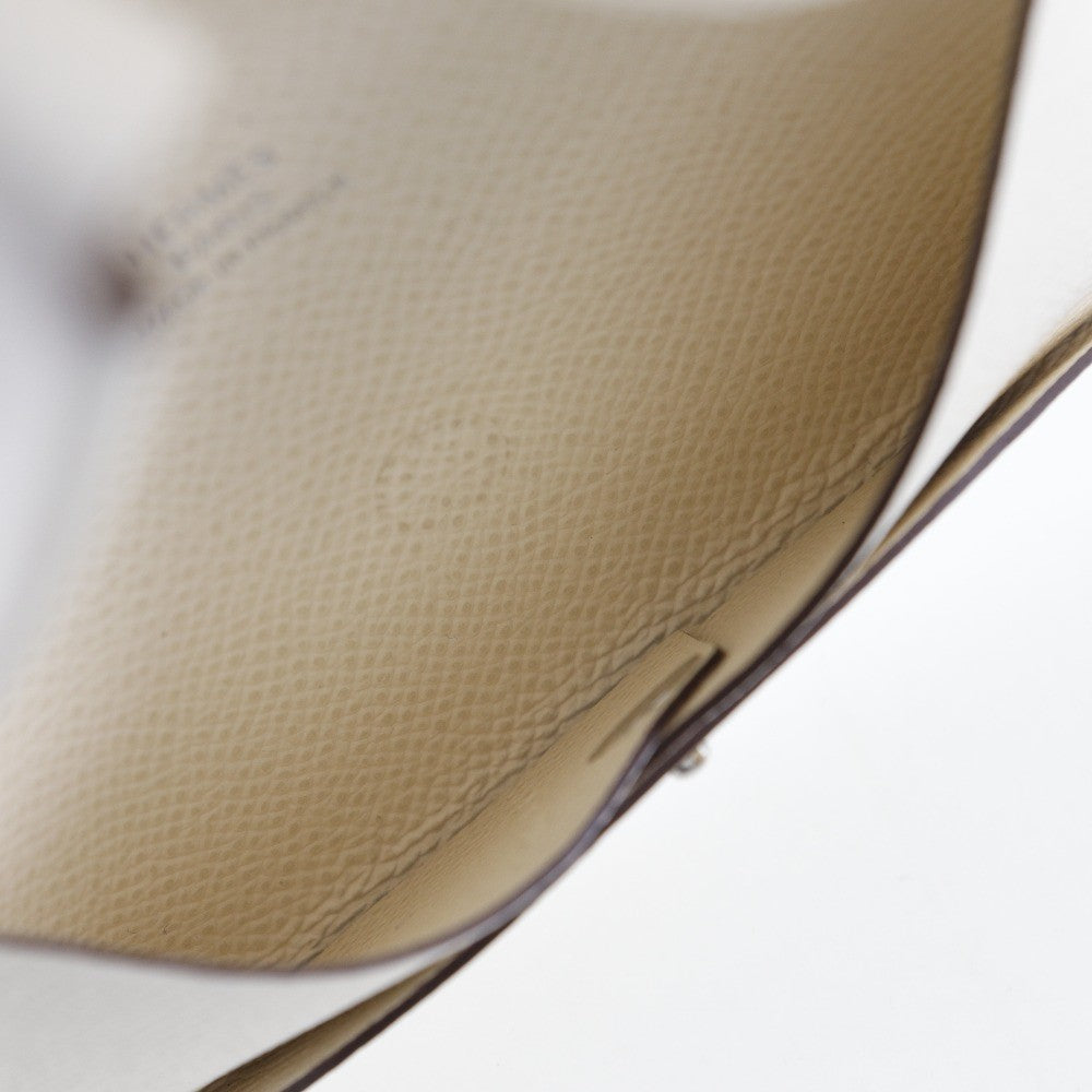 Hermes Calvi Card Holder Epsom, WHITE, LEATHER, Card Holders