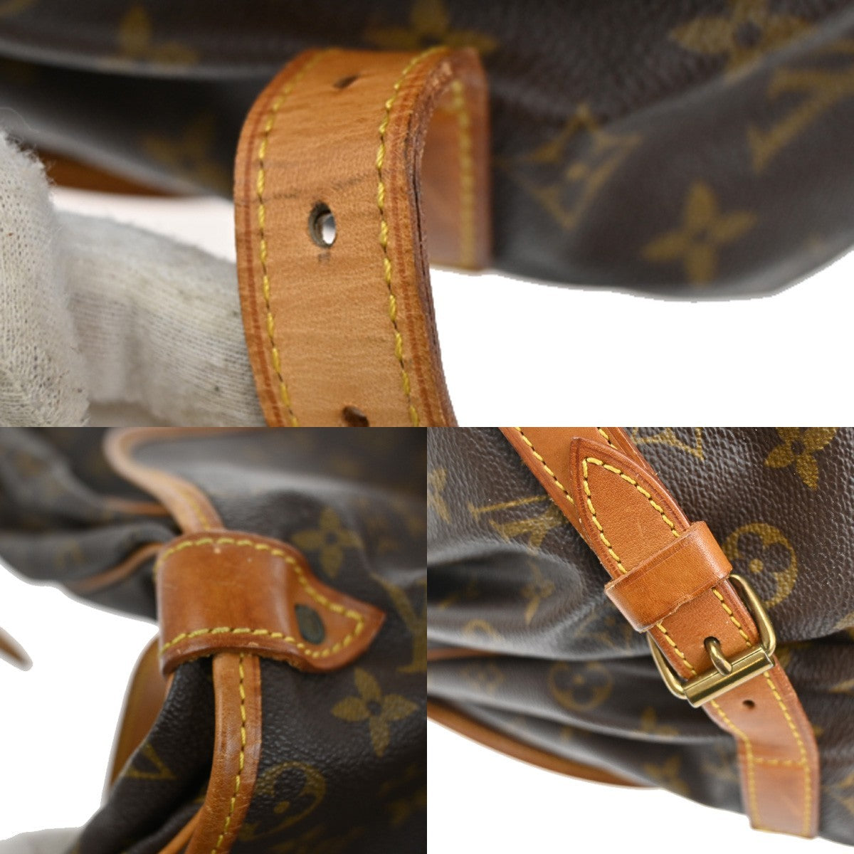 Louis Vuitton Saumur Handbag Monogram Canvas, BROWN, LEATHER, Shoulder bag
