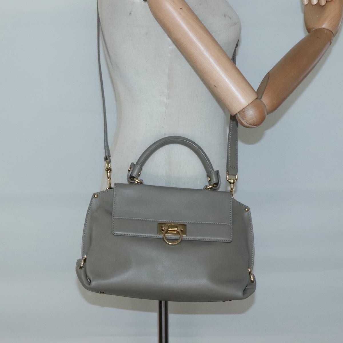 Salvatore Ferragamo Sofia Satchel Smooth Leather, GRAY, LEATHER, Handbag