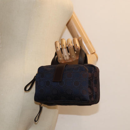 Salvatore Ferragamo Gancini mini handbag Canvas, NAVY, CANVAS, Handbag