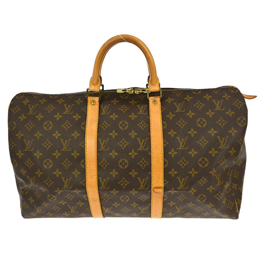 Louis Vuitton Keepall Bag Monogram Canvas, BROWN, CANVAS, Travel bag