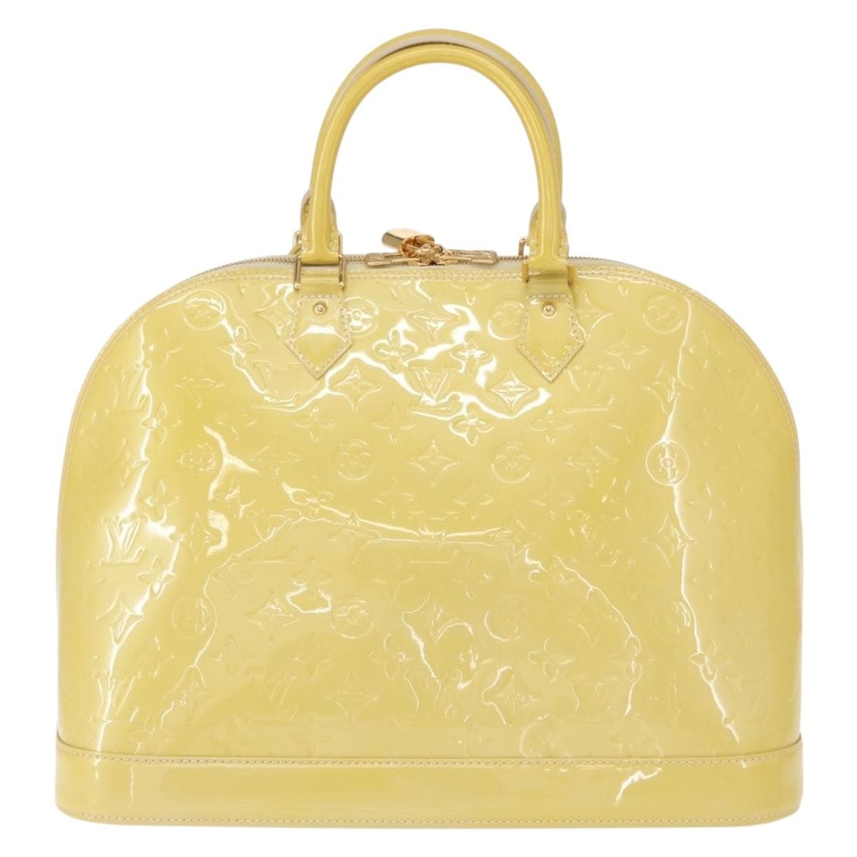 Louis Vuitton Alma Handbag Monogram Vernis, YELLOW, PATENT_LEATHER, Handbag
