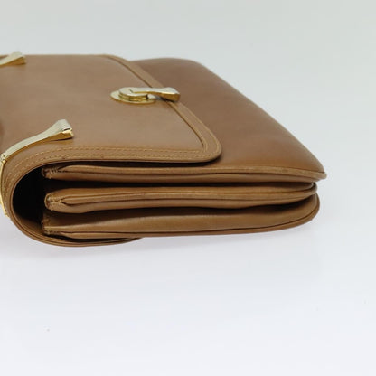 Gucci Vintage Flap Crossbody Bag Leather, BROWN, LEATHER, Shoulder bag