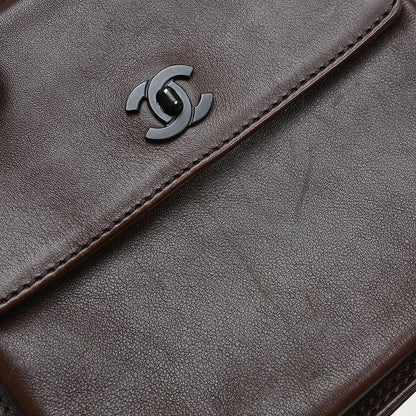 Chanel Vintage Front Pocket Waist Bag Leather, Brown, Leather, Clutch