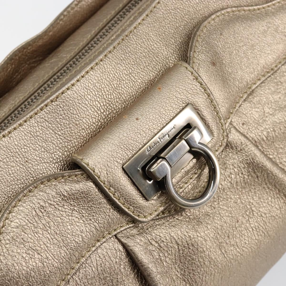 Salvatore Ferragamo Gancini Tote Leather, GOLD, LEATHER, Tote bag