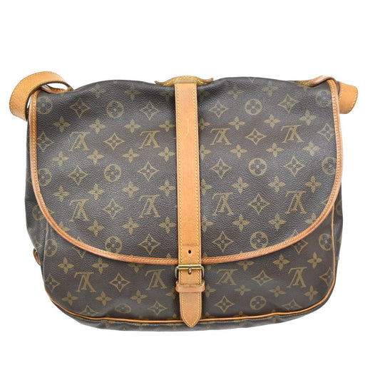 Louis Vuitton Saumur Handbag Monogram Canvas, BROWN, CANVAS, Shoulder bag