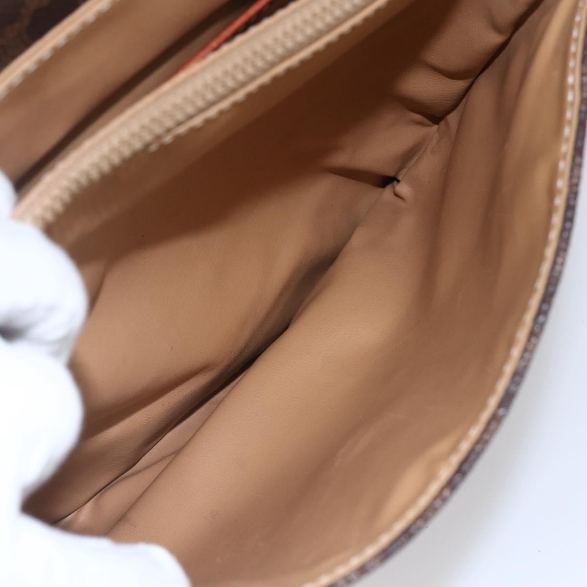 Celine Vintage Macadam Shoulder Bag Canvas and Leather, BROWN, CANVAS, Shoulder bag