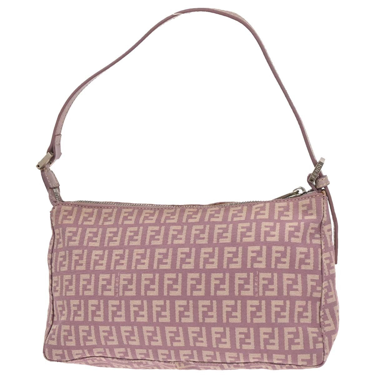 Fendi Pochette Shoulder Bag Zucchino Canvas, PURPLE, CANVAS, Shoulder bag