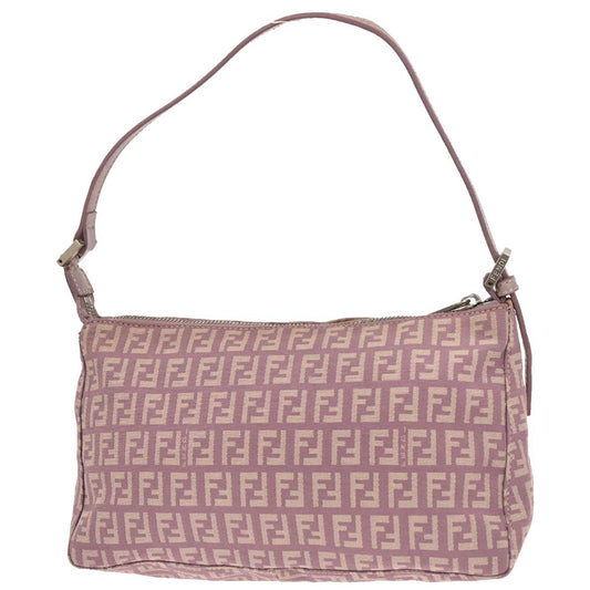 Fendi Pochette Shoulder Bag Zucchino Canvas, PURPLE, CANVAS, Shoulder bag