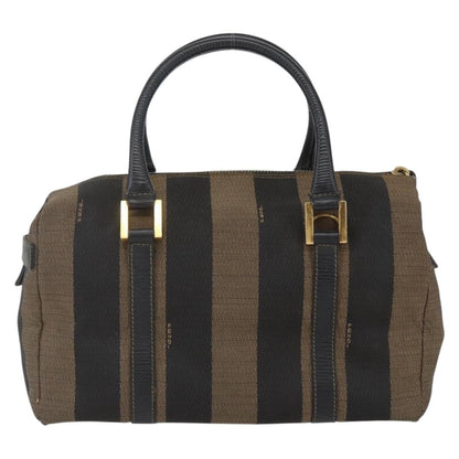 Fendi Vintage Pequin Convertible Boston Bag Coated Canvas, BROWN, CANVAS, Travel bag