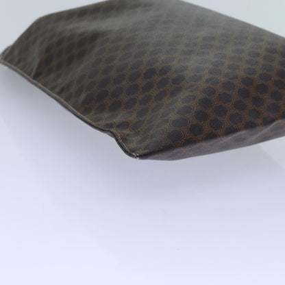 Celine Triomphe Drawstring Bucket Bag Raffia with Leather, BROWN, PVC, Shoulder bag