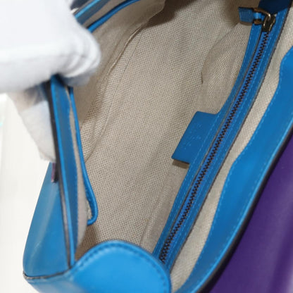 Gucci Lady Web Shoulder Bag Leather, BLUE, LEATHER, Shoulder bag