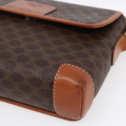 Celine Vintage Macadam Shoulder Bag Canvas and Leather, BROWN, CANVAS, Shoulder bag