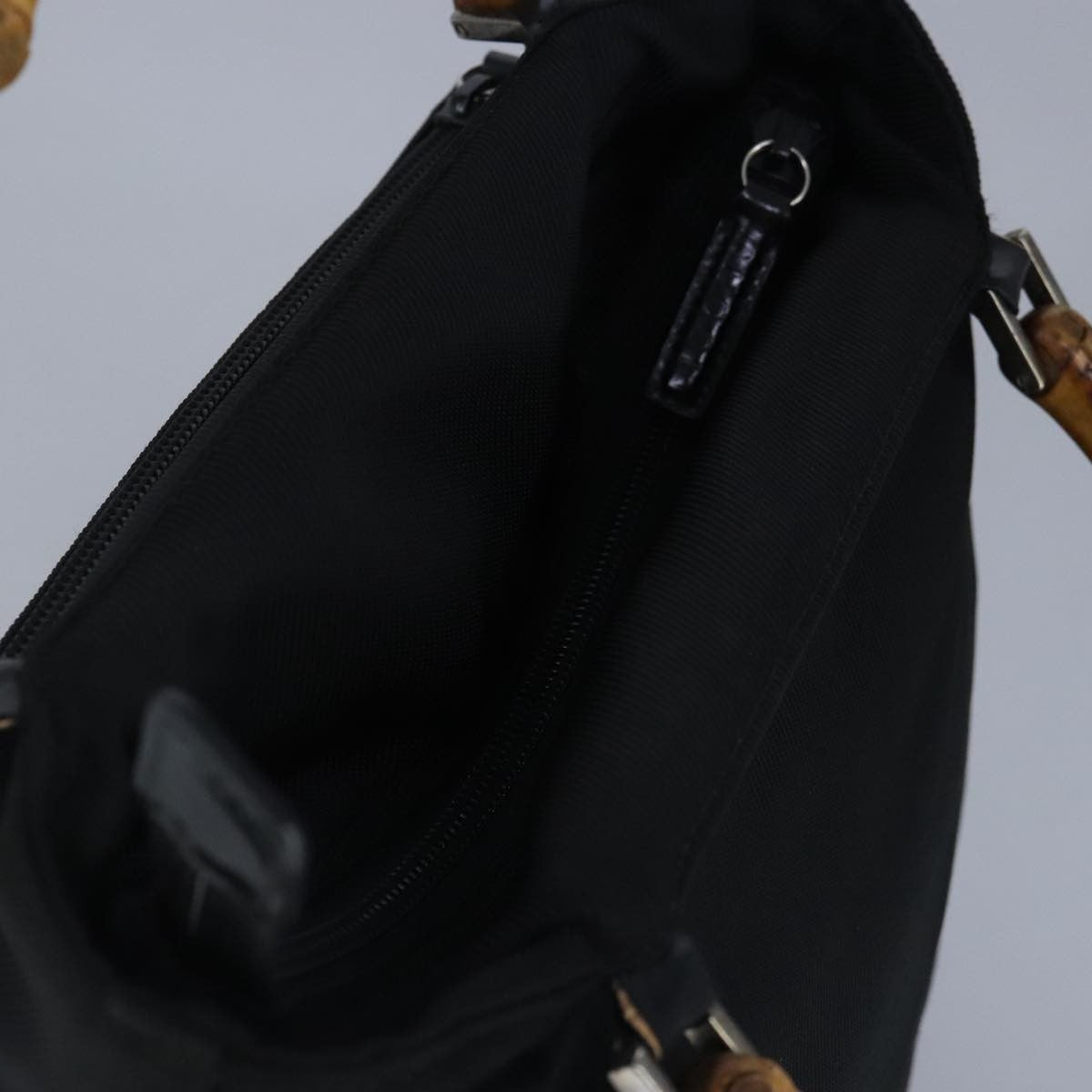 Gucci Bamboo Zip Pouch Nylon & Leather, BLACK, NYLON, Clutche & pouche