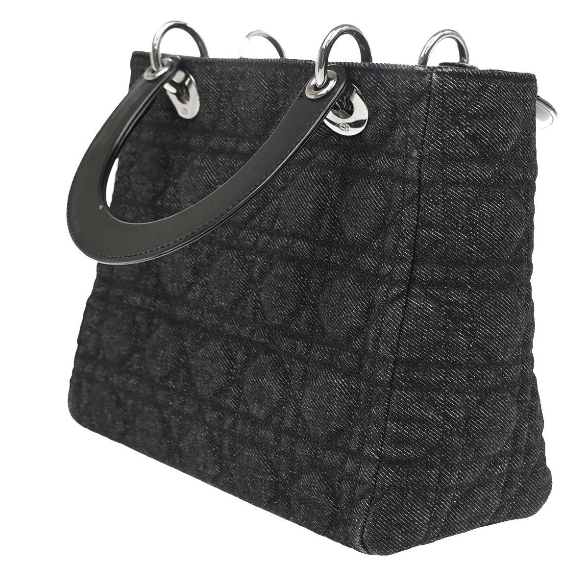 Christian Dior Vintage Lady Dior Bag Cannage Quilt Denim, BLACK, DENIM_JEANS, Handbag
