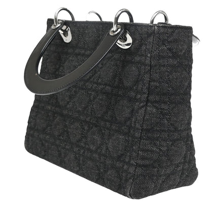 Christian Dior Vintage Lady Dior Bag Cannage Quilt Denim, BLACK, DENIM_JEANS, Handbag