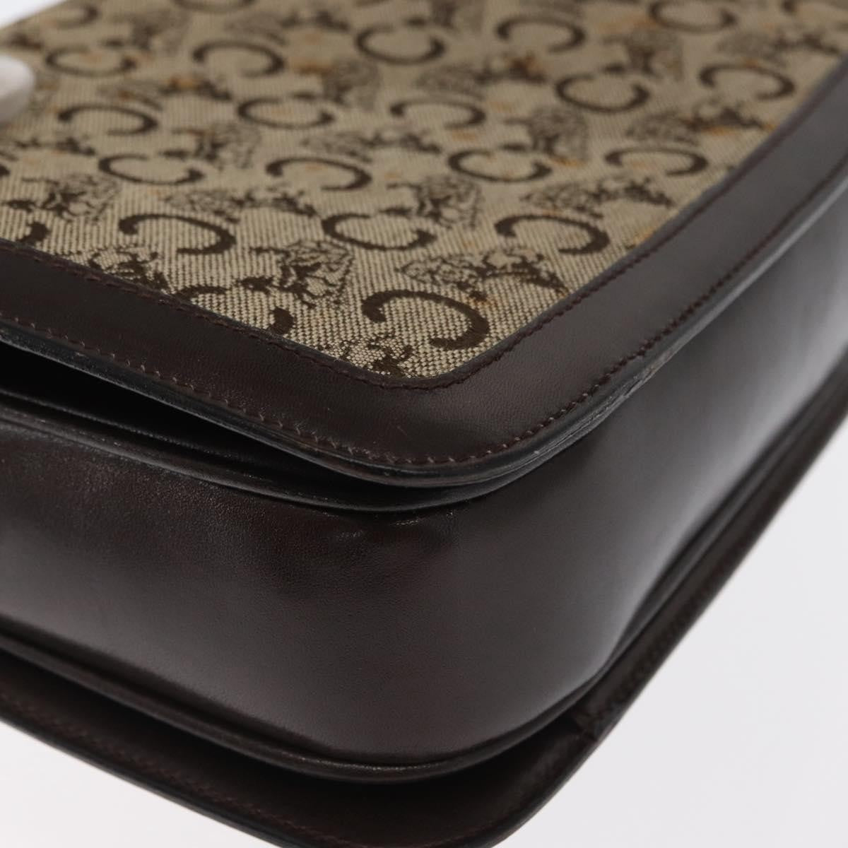 Celine Vintage Horse Carriage C Macadam Shoulder Bag Canvas and Leather, BEIGE, CANVAS, Shoulder bag