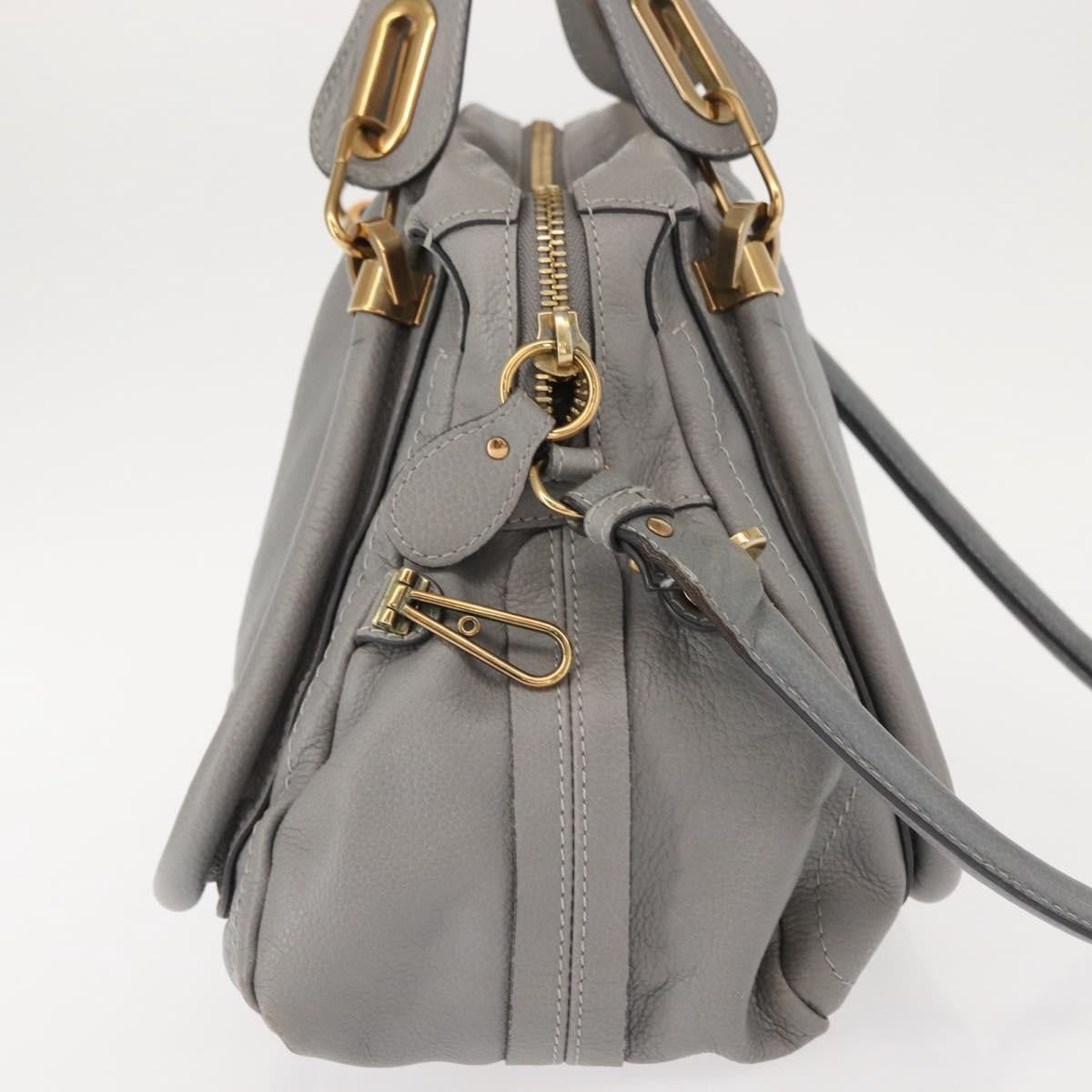 Chloe Paraty Top Handle Bag Leather, GRAY, LEATHER, Handbag