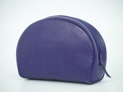 Christian Dior Vintage Zip Pochette Leather, BLUE, LEATHER, Clutche & pouche