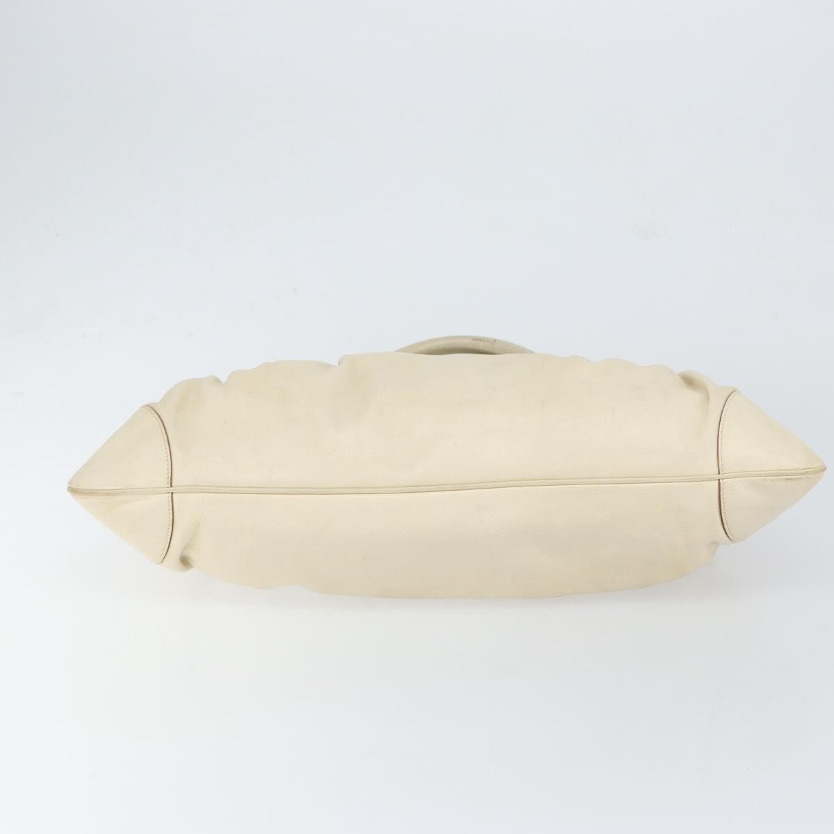 Salvatore Ferragamo Gancini handbag Leather, WHITE, LEATHER, Handbag