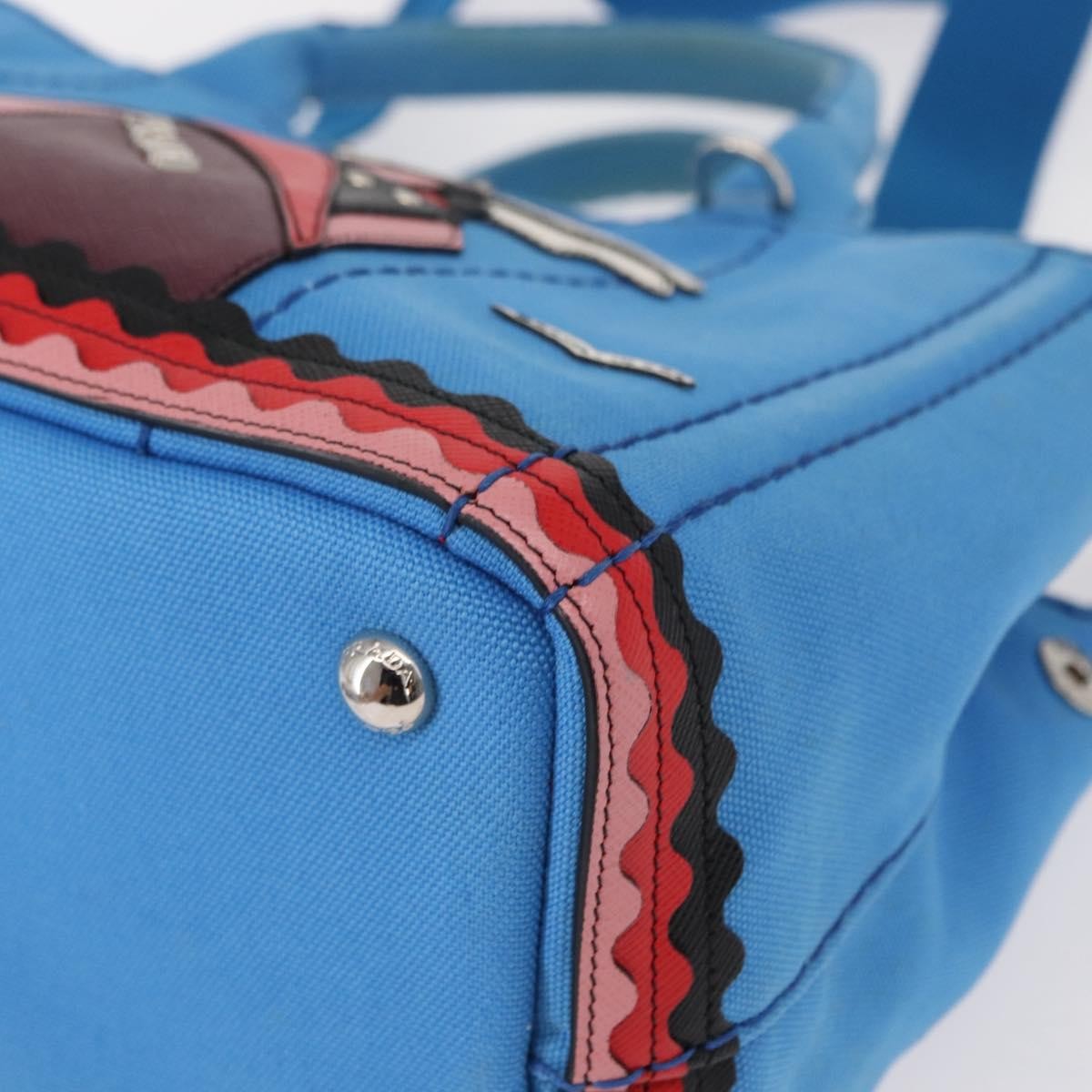 Prada Canapa Convertible Tote Canvas with Applique, BLUE, CANVAS, Tote bag