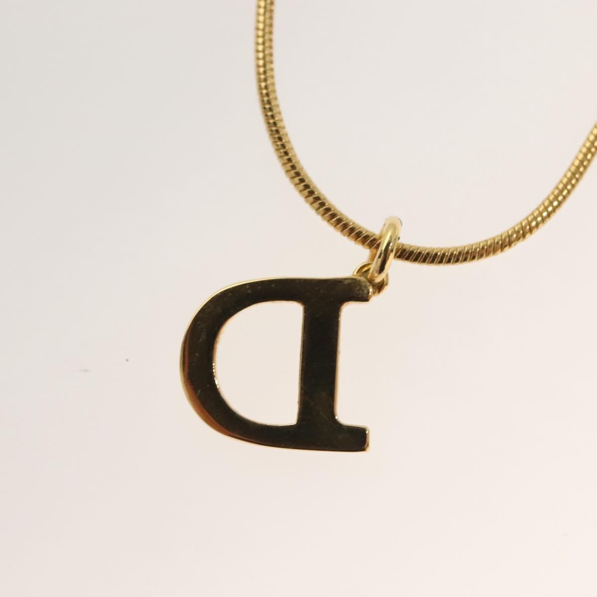 Christian Dior D logo Pendant Necklace Metal, GOLD, METAL, Necklace