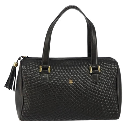 Bally Vintage Handbag Quilted Leather, BLACK, LEATHER, Handbag