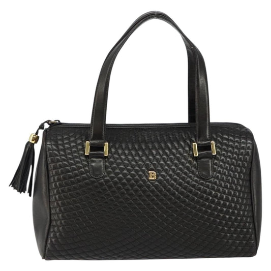 Bally Vintage Handbag Quilted Leather, BLACK, LEATHER, Handbag