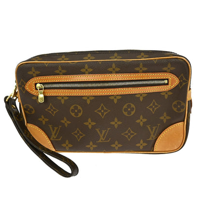 Louis Vuitton Marly Dragonne Clutch Monogram Canvas, BROWN, CANVAS, Clutche & pouche