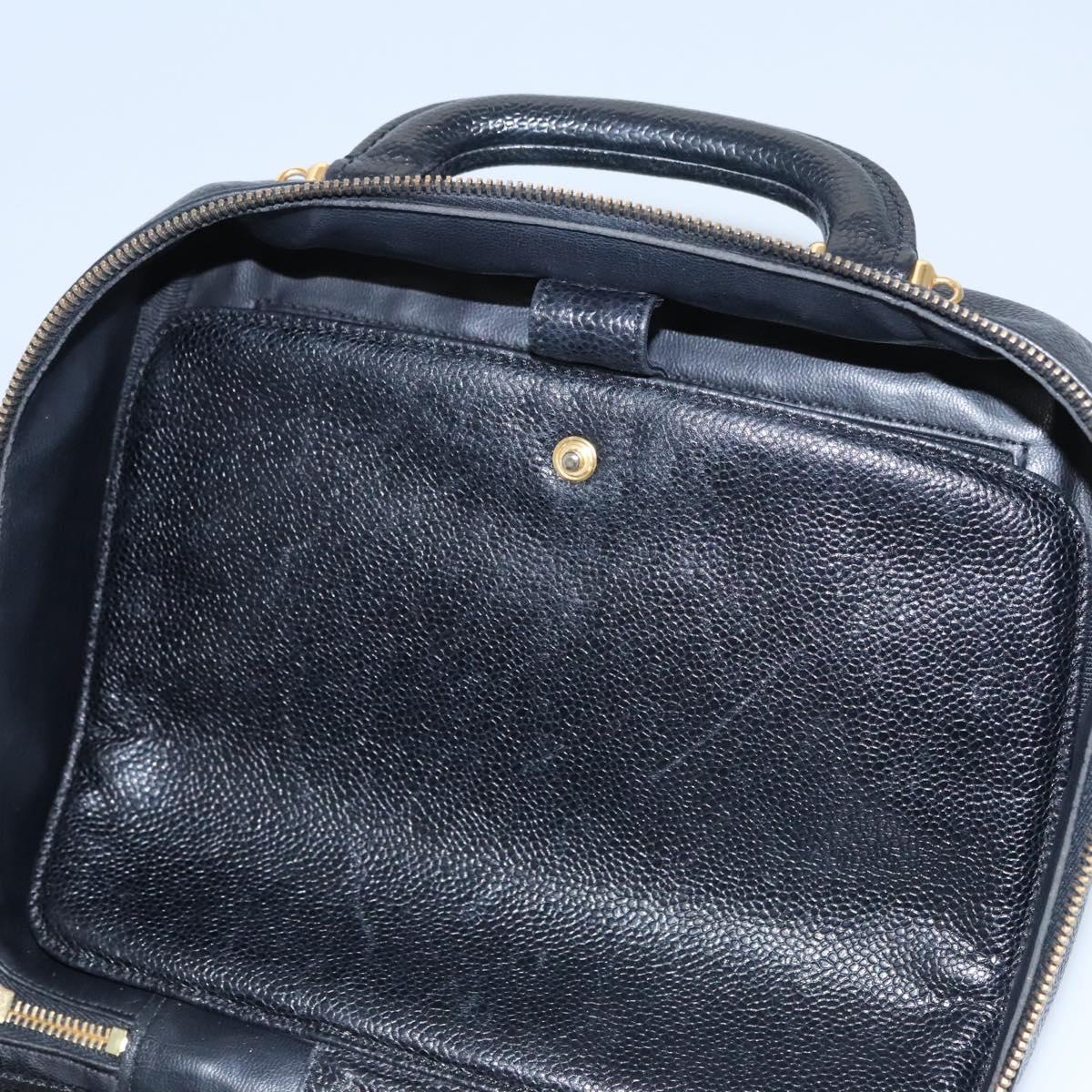 Chanel Vintage Timeless Zip Around Vanity Case Caviar, BLACK, LEATHER, Toiletry Case