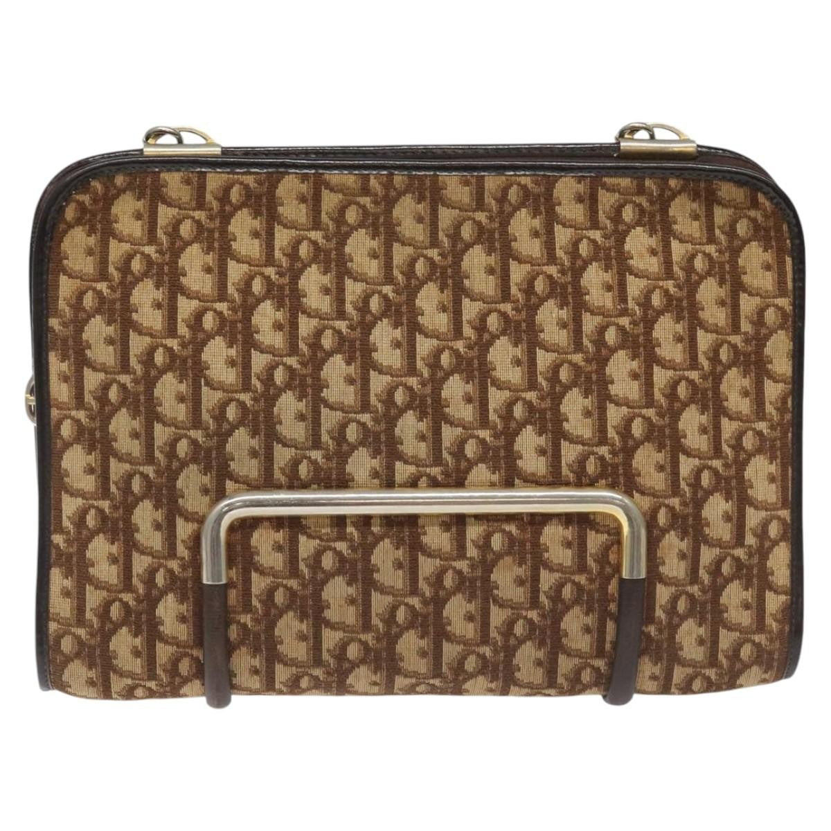 Christian Dior Vintage Trotter Shoulder Bag Canvas, BROWN, CANVAS, Shoulder bag