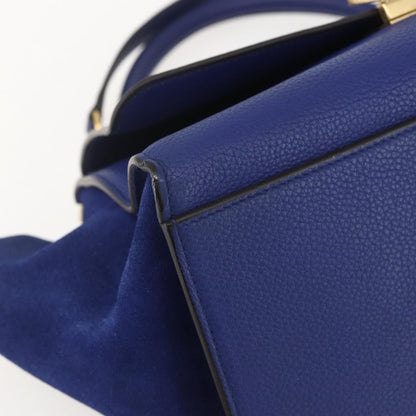 Celine Trapeze Bag Leather with Suede, BLUE, LEATHER, Handbag