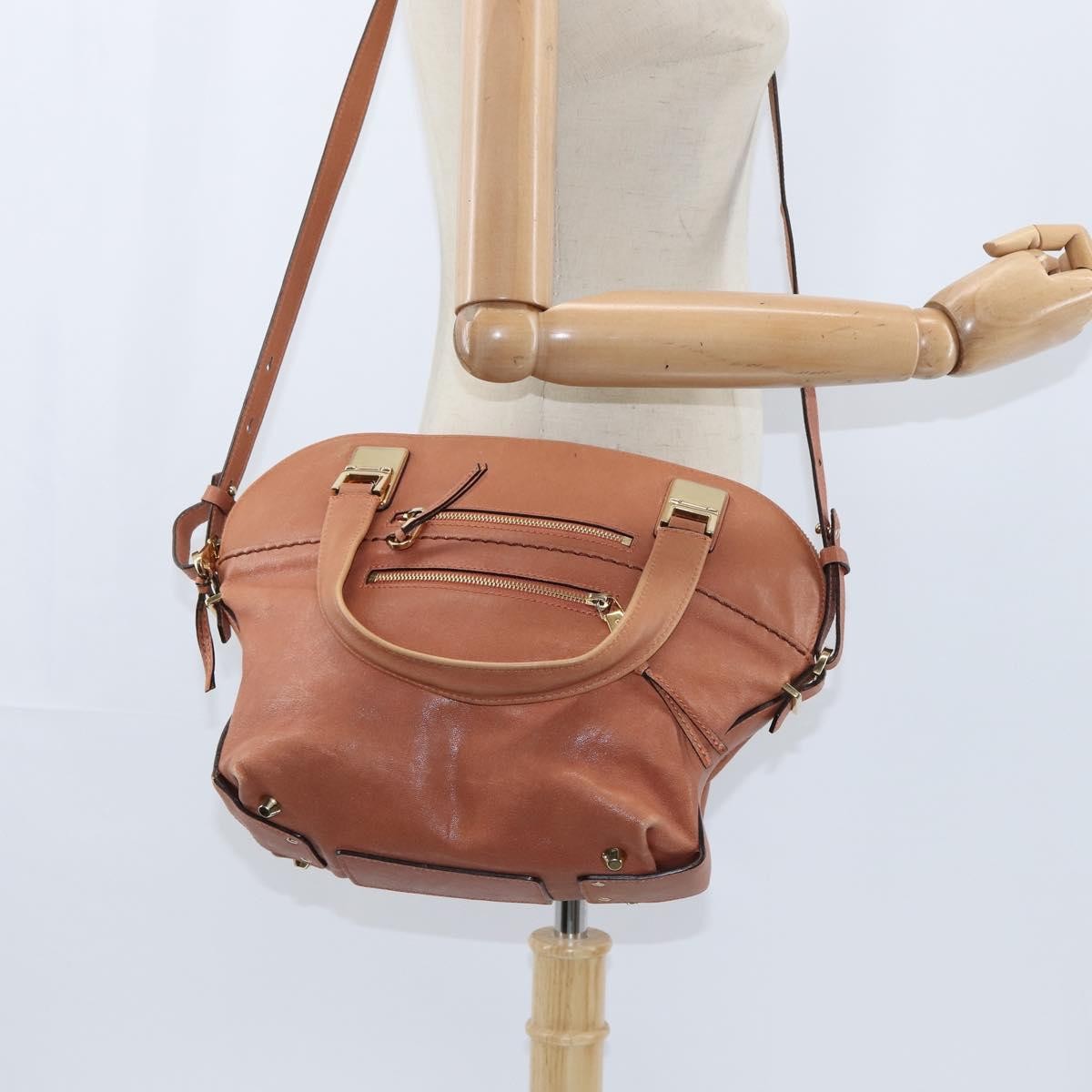 Chloe Angie Tote Leather, BROWN, LEATHER, Tote bag