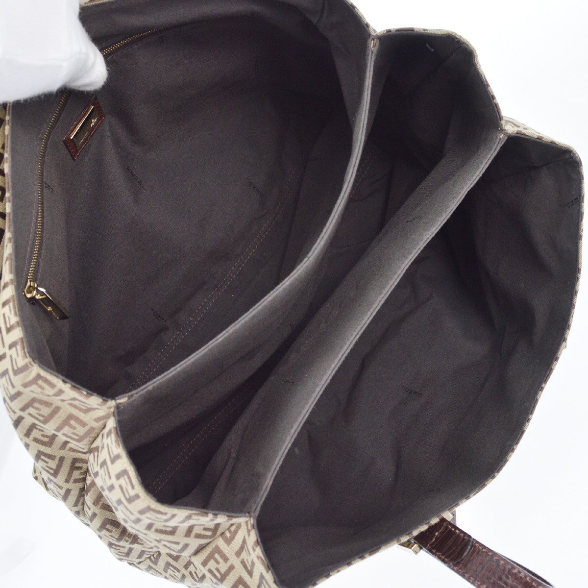 Fendi Vintage Flap Satchel Zucchino Canvas, BROWN, CANVAS, Handbag