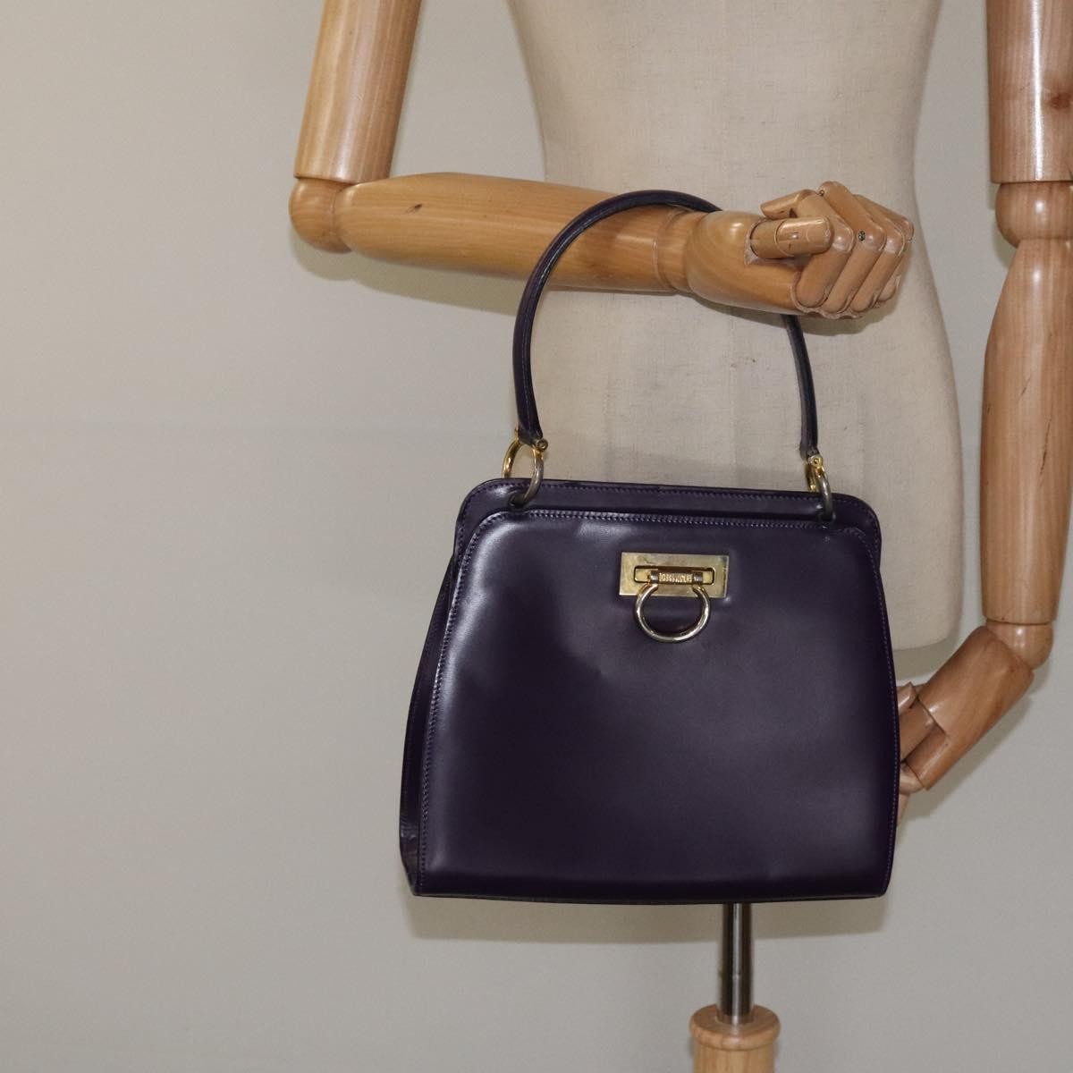 Celine Gancini Handbag Leather, PURPLE, LEATHER, Handbag
