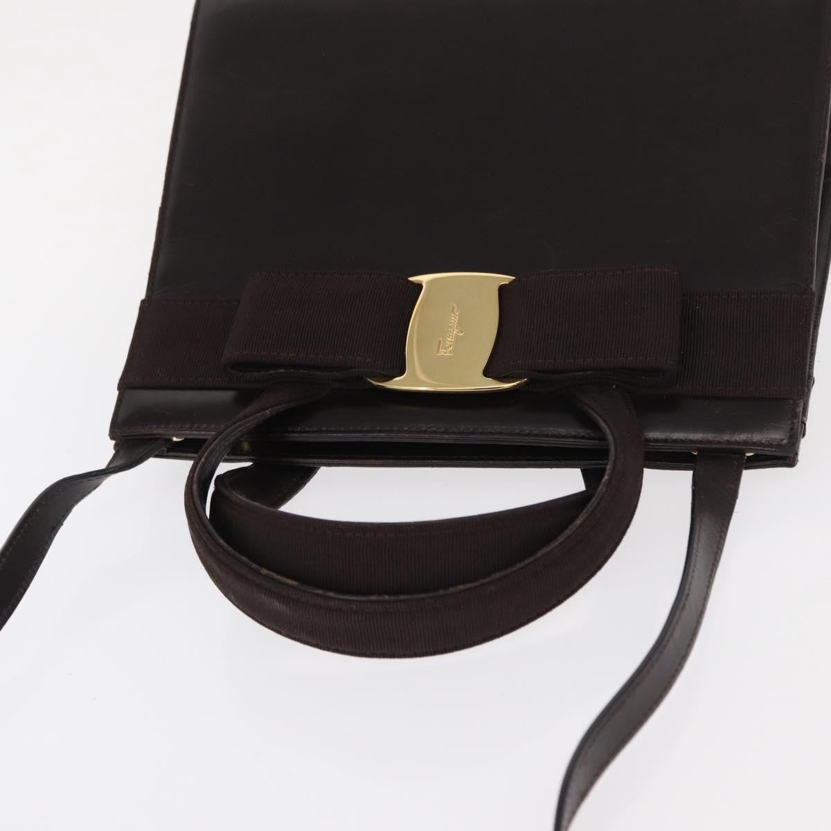 Salvatore Ferragamo Convertible Vara Bow Tote Leather, BROWN, LEATHER, Handbag