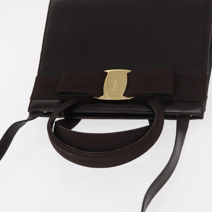 Salvatore Ferragamo Convertible Vara Bow Tote Leather, BROWN, LEATHER, Handbag