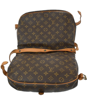 Louis Vuitton Saumur Handbag Monogram Canvas, BROWN, CANVAS, Shoulder bag
