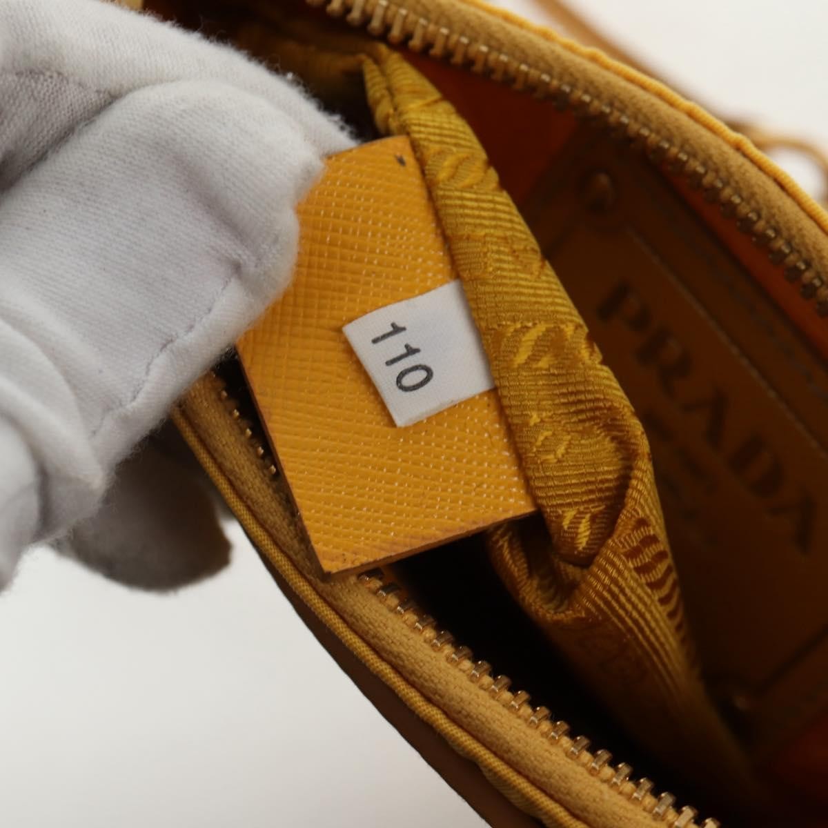 Prada Logo Chain Crossbody Bag Tessuto and Saffiano Leather, YELLOW, NYLON, Clutche & pouche