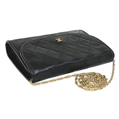 Chanel Vintage Round Flap Bag Quilted Lambskin, BLACK, LEATHER, Shoulder bag