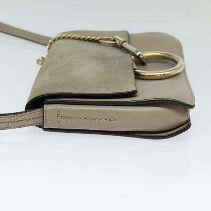 Chloe Faye Shoulder Bag Leather and Suede, Beige, Leather, Shoulder Bag