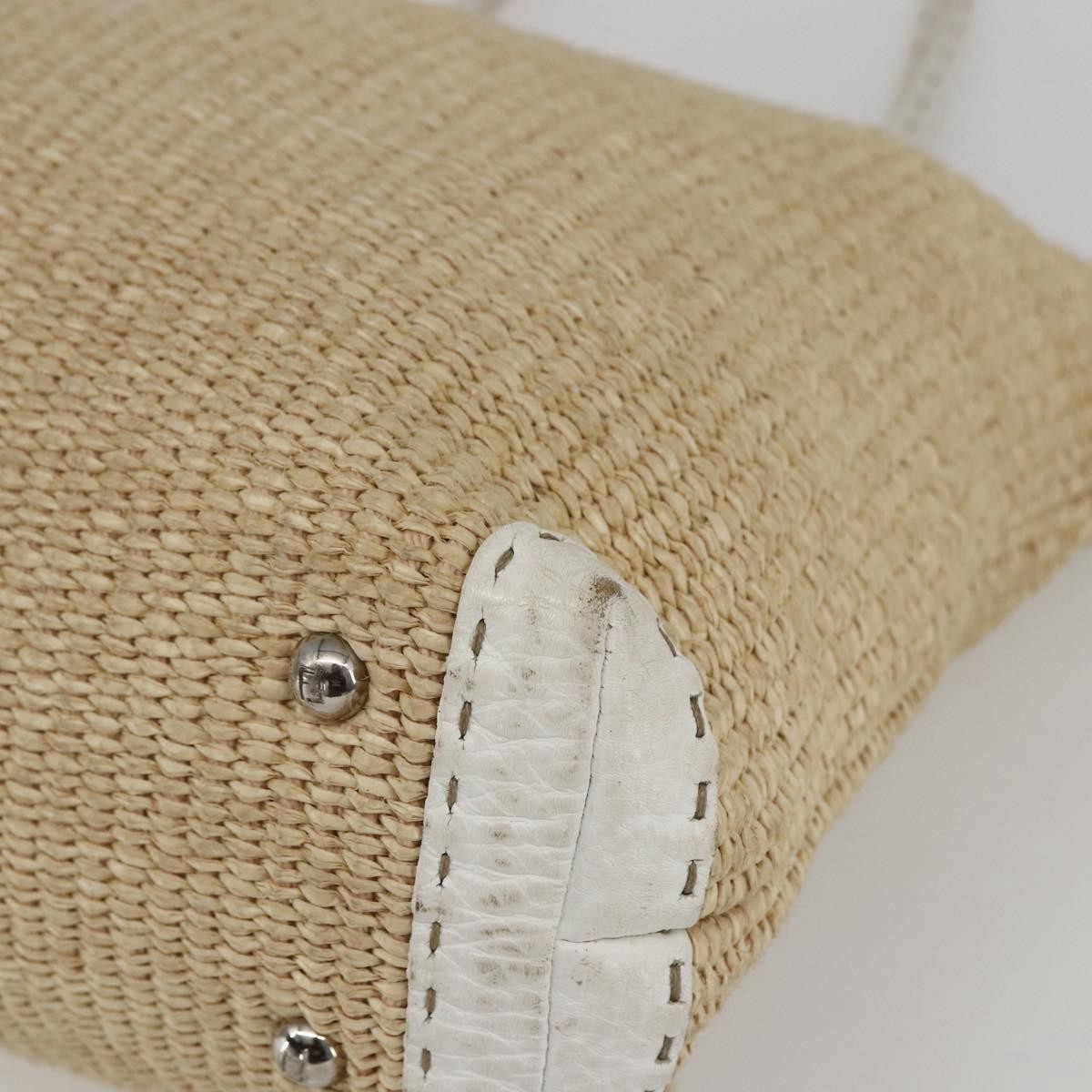Fendi Selleria Tote Bag Raffia, BEIGE, WICKER, Tote bag