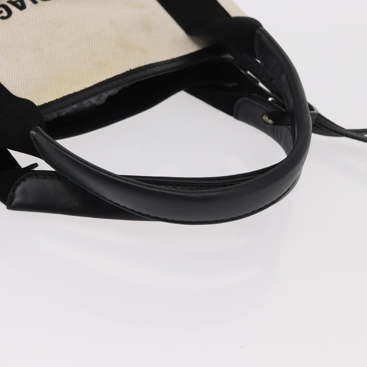 Balenciaga Navy Cabas Canvas with Leather, WHITE, CANVAS, Tote bag