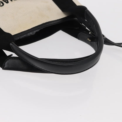Balenciaga Navy Cabas Canvas with Leather, WHITE, CANVAS, Tote bag