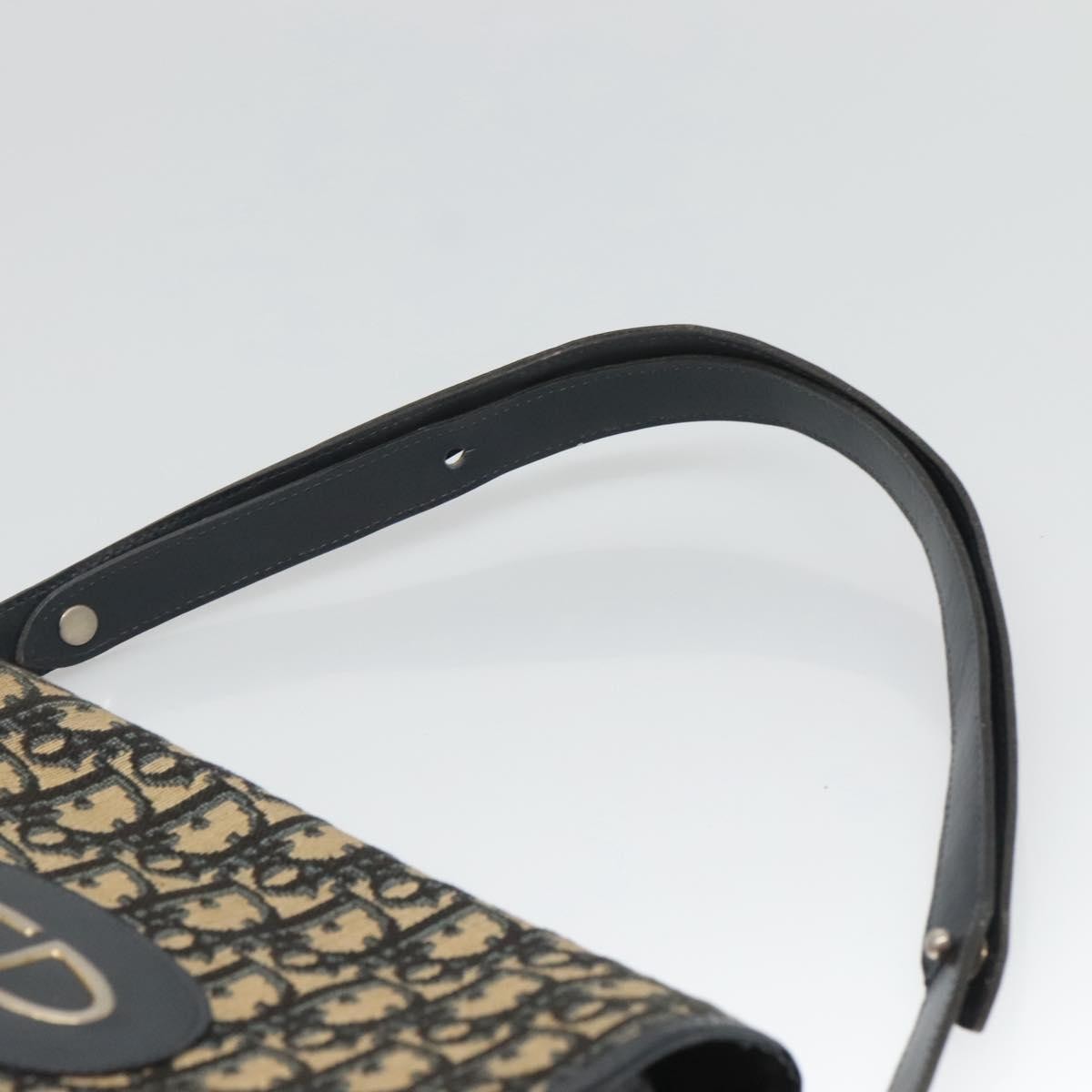 Christian Dior Vintage CD Logo Shoulder Bag Leather, NAVY, CANVAS, Shoulder bag