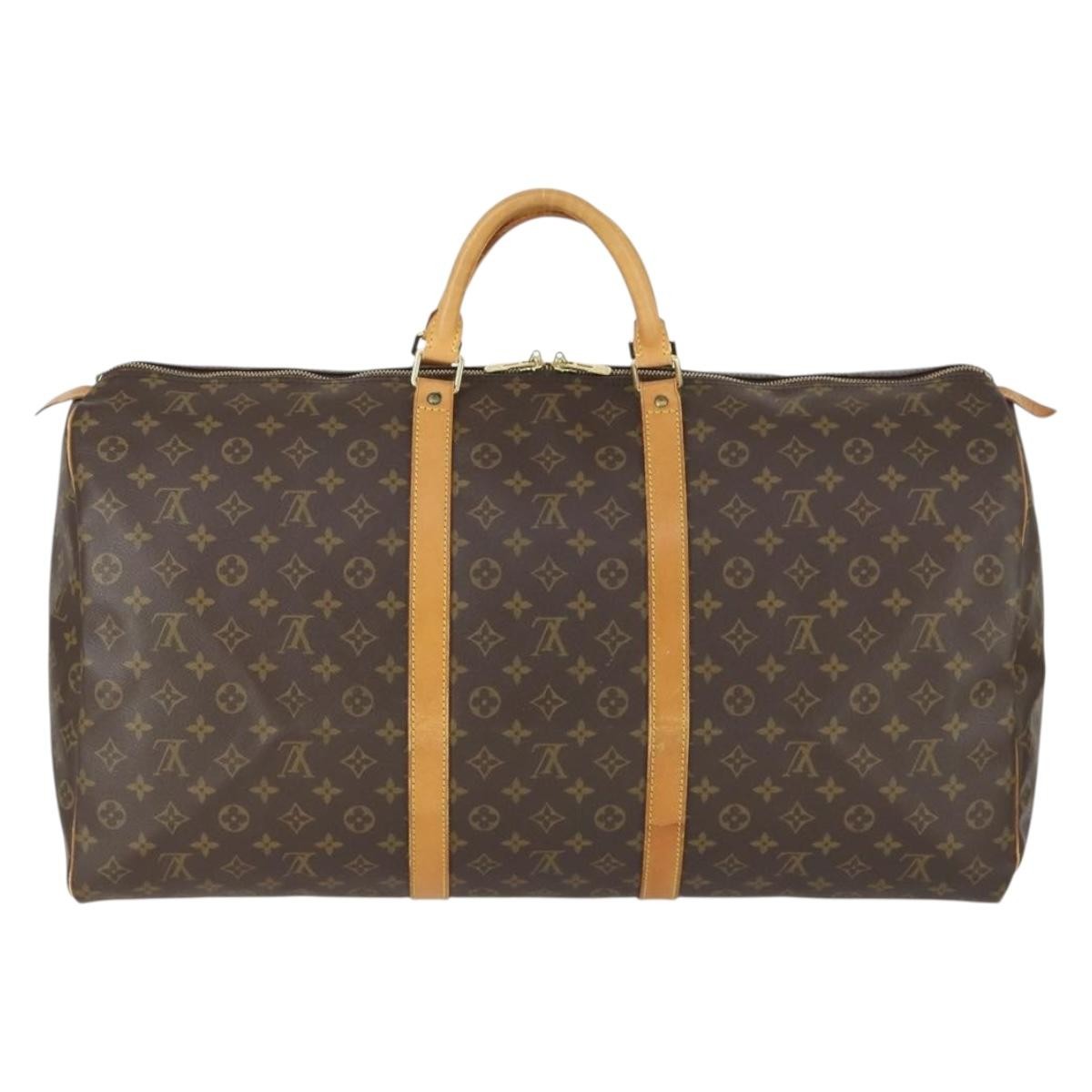 Louis Vuitton Keepall Bag Monogram Canvas, BROWN, CANVAS, Travel bag