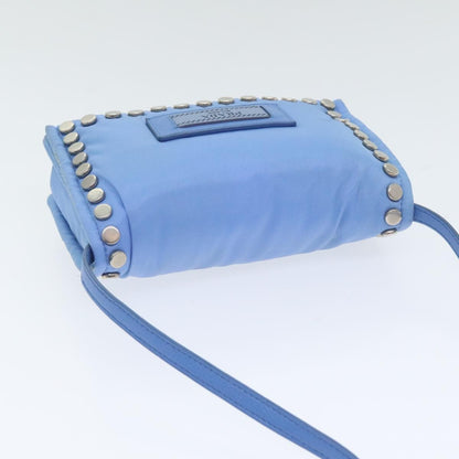 Prada Etiquette Flap Bag Studded Tessuto, BLUE, NYLON, Handbag