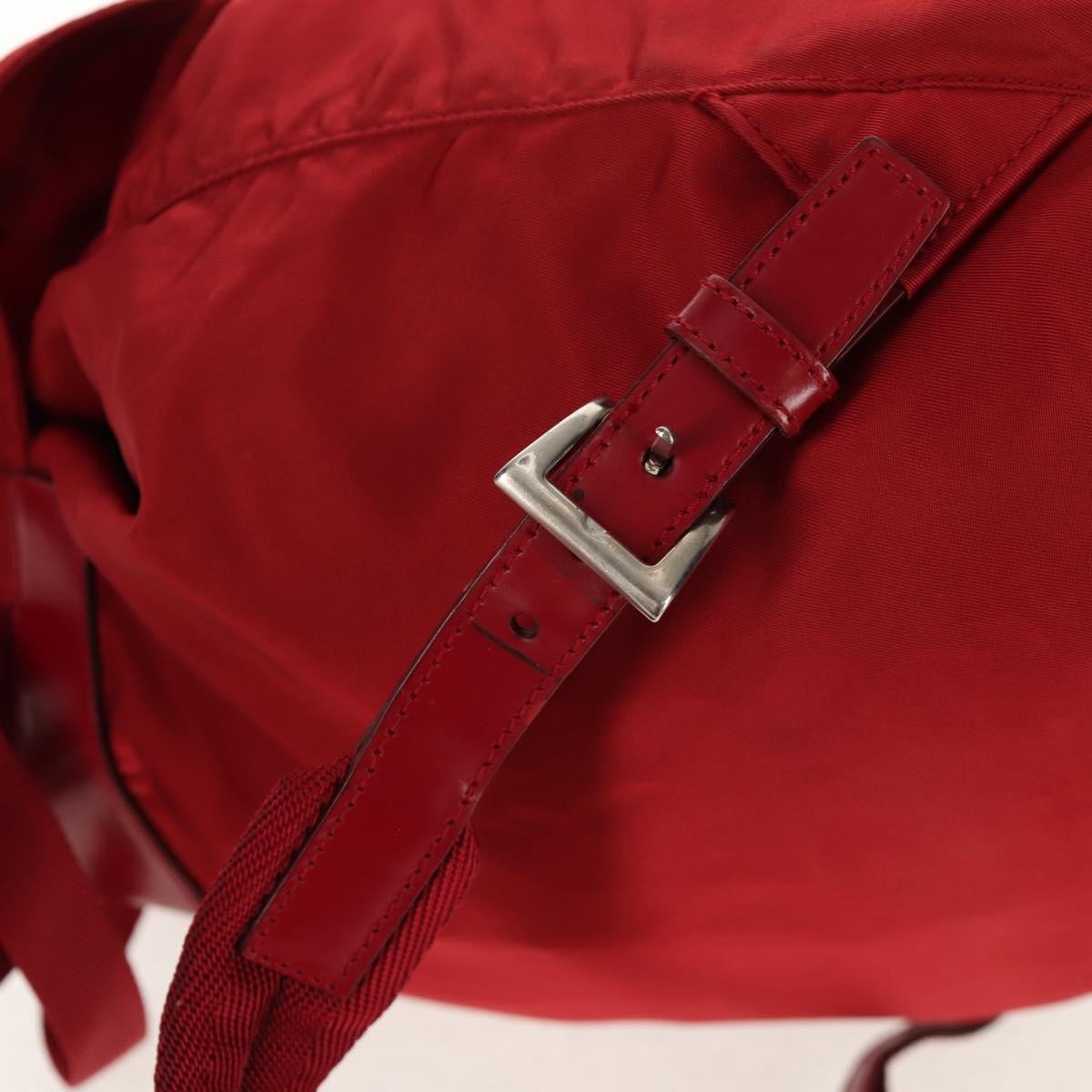 Prada Vela Double Front Pocket Backpack Tessuto with Saffiano Leather, RED, NYLON, Backpack