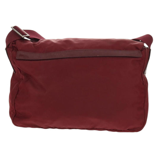 Prada Double Buckle Flap Messenger Bag Tessuto, BURGUNDY, NYLON, Shoulder bag