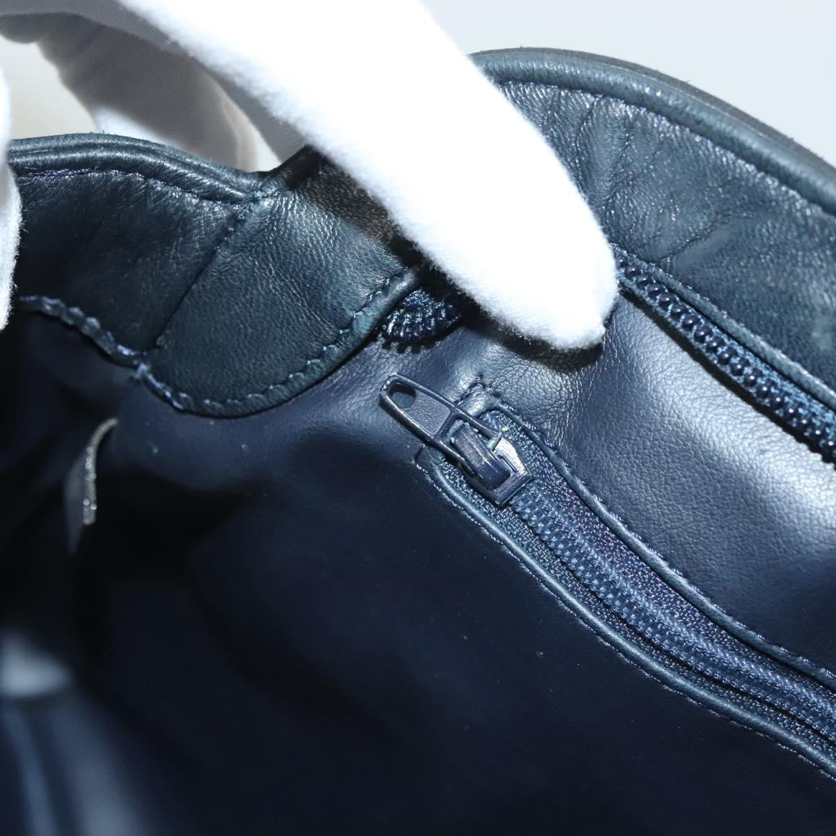 Bally Vintage Chain Shoulder Bag Quilted Leather, NAVY, LEATHER, Shoulder bag